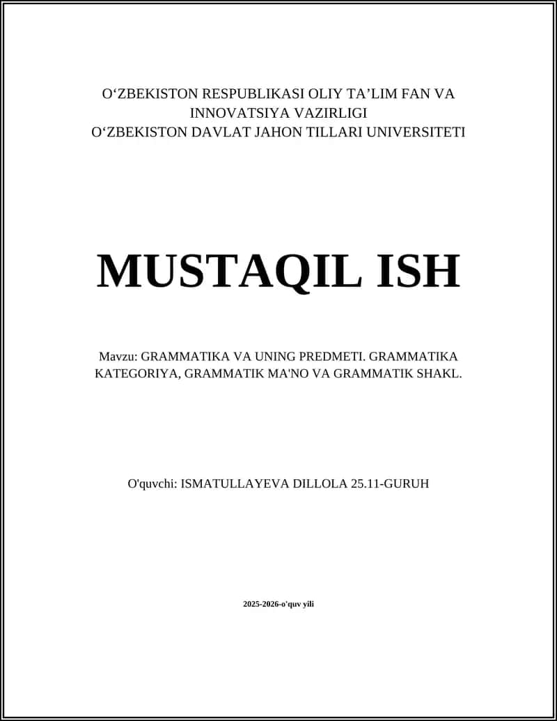 GRAMMATIKA VA UNING PREDMETI 1