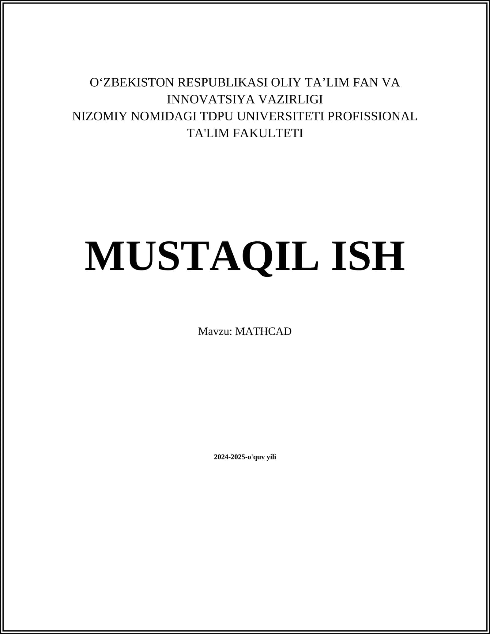 MATHCAD 1