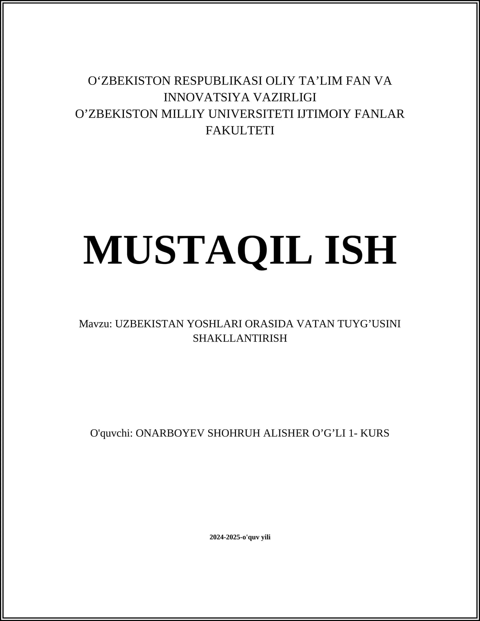 UZBEKISTAN YOSHLARI ORASIDA VATAN TUYG’USINI SHAKLLANTIRISH 1