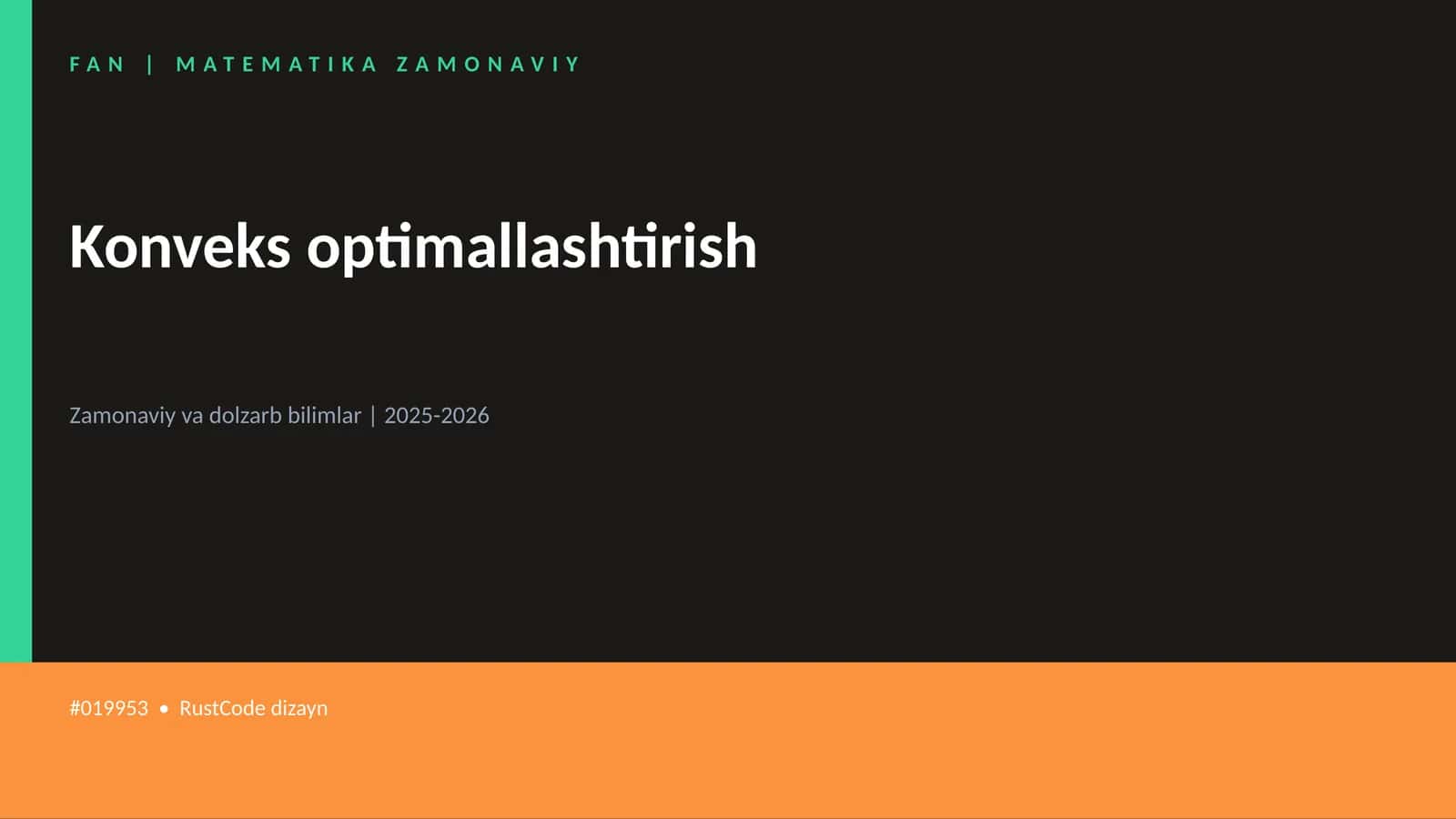 Konveks optimallashtirish 1