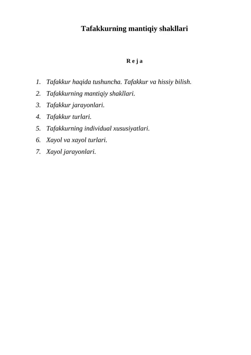 Tafakkurning mantiqiy shakllari 1