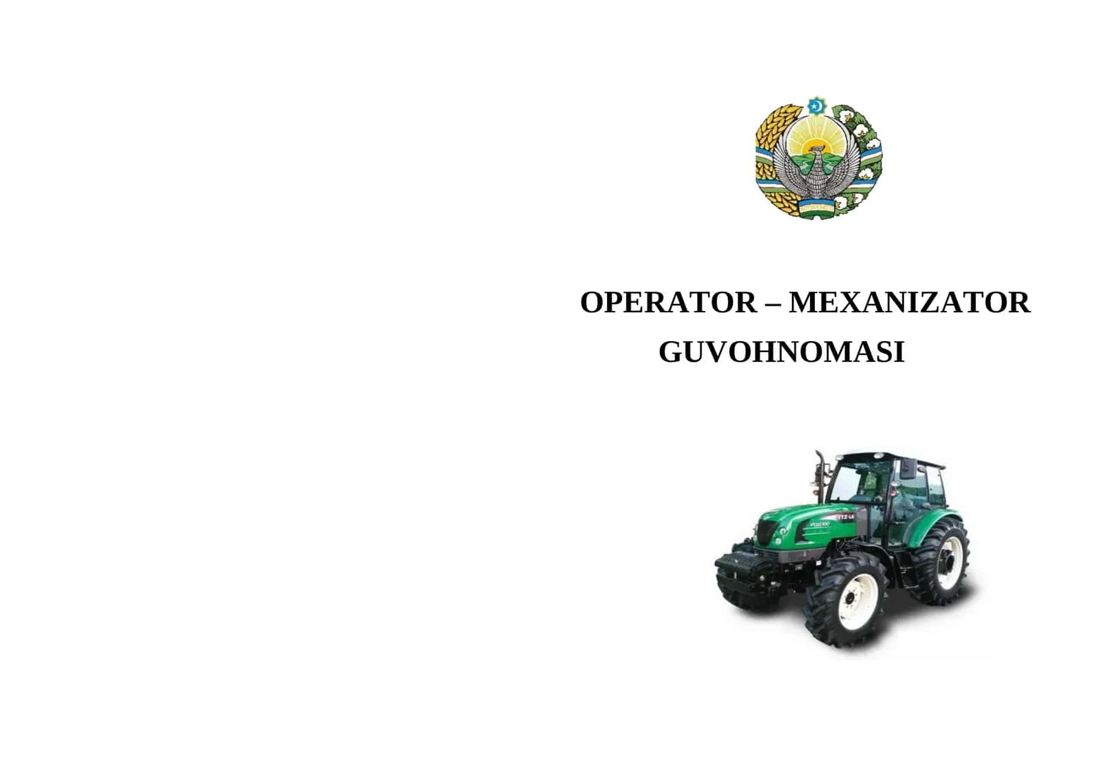OPERATOR-MEXANIZATOR GUVOHNOMASI 1