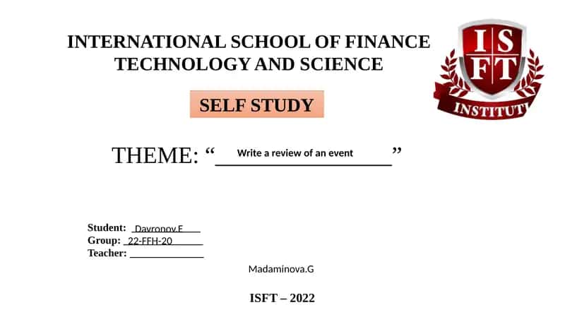 SELF STUDY 1