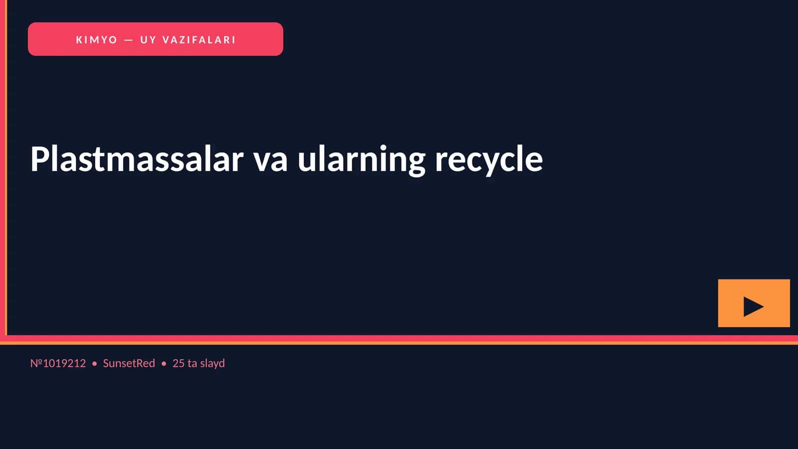 KIMYO — UY VAZIFALARI 1