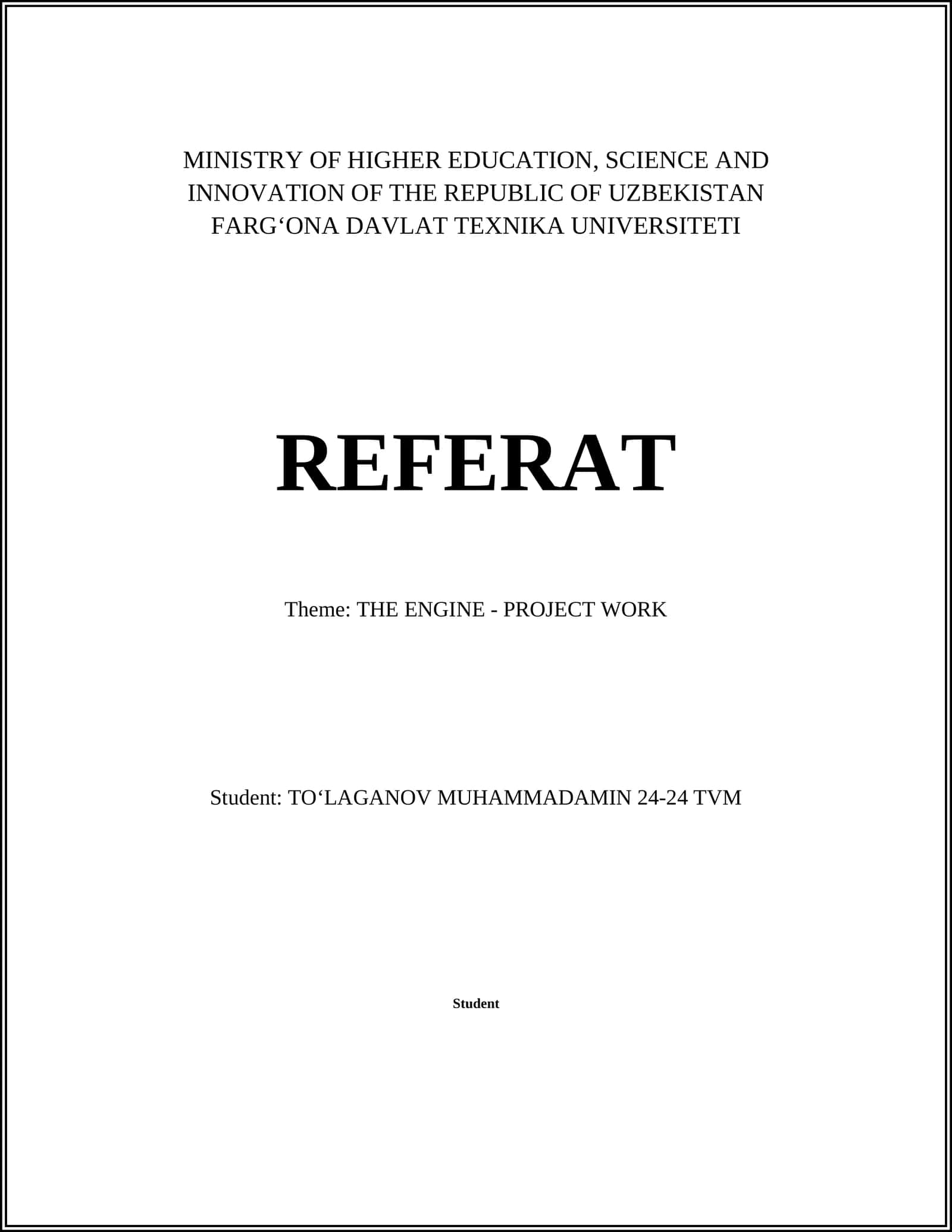 THE ENGINE - PROJECT WORK 1