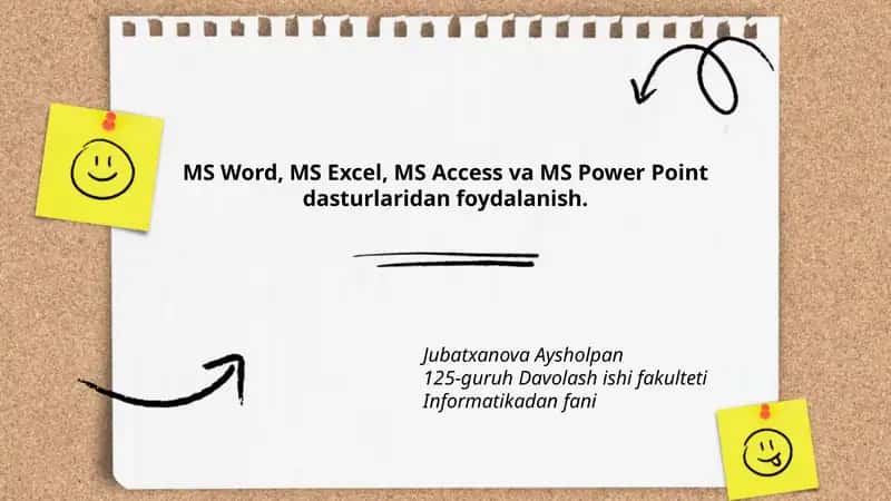 MS Word, MS Excel, MS Access va MS Power Point 1