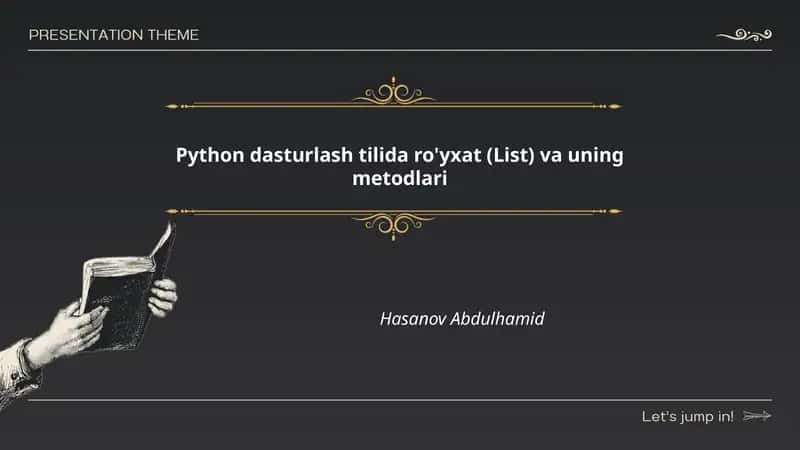 Python dasturlash tilida ro'yxat (List) va uning metodlari 1