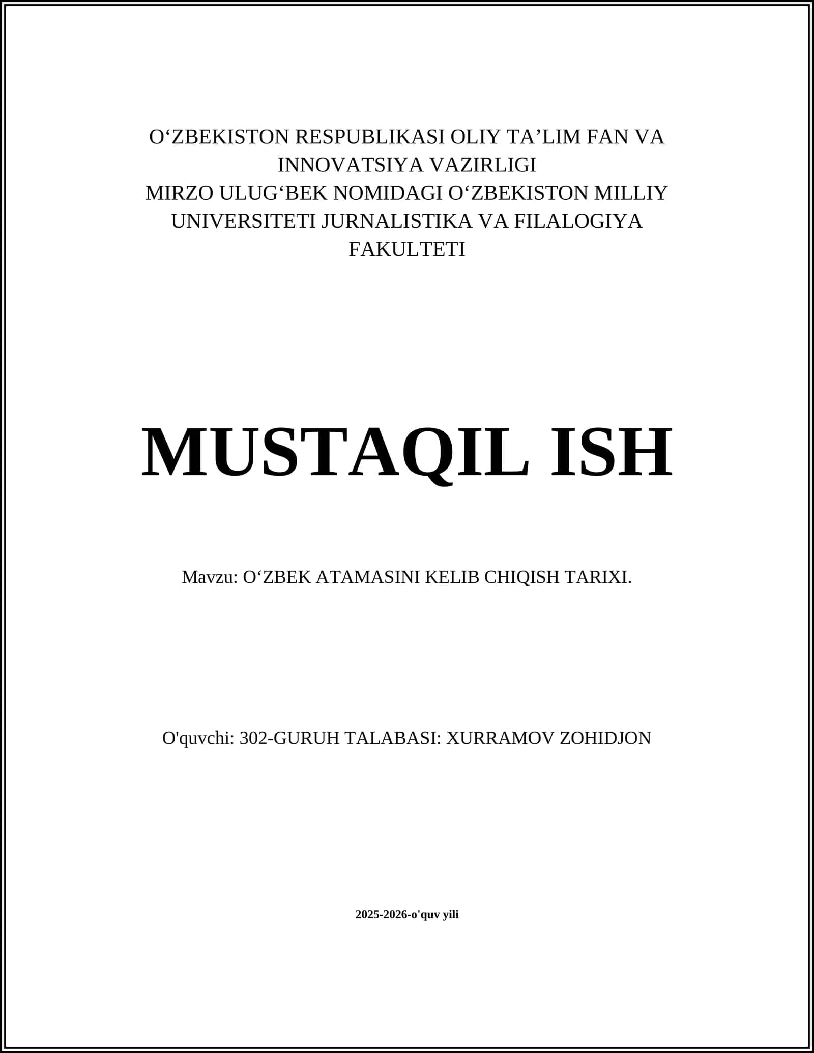 Oʻzbek atamasini kelib chiqish tarixi 1
