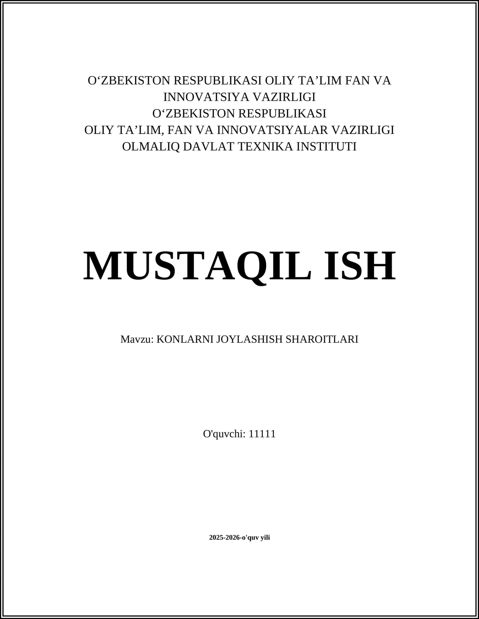 KONLARNI JOYLASHISH SHAROITLARI 1