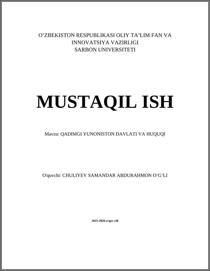 QADIMGI YUNONISTON DAVLATI VA HUQUQI 1