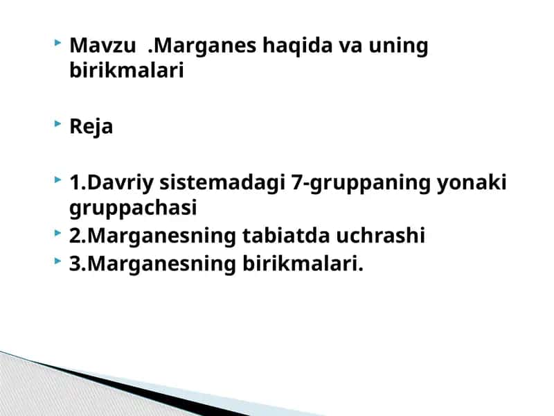 Marganes haqida va uning birikmalari 1
