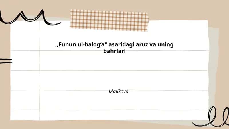 Funun ul-balog‘a Asaridagi Aruz va uning Bahrlari 1