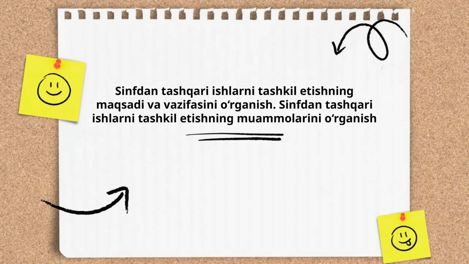 Sinfdan tashqari ishlarni tashkil etishning maqsadi va vazifasini o‘rganish 1