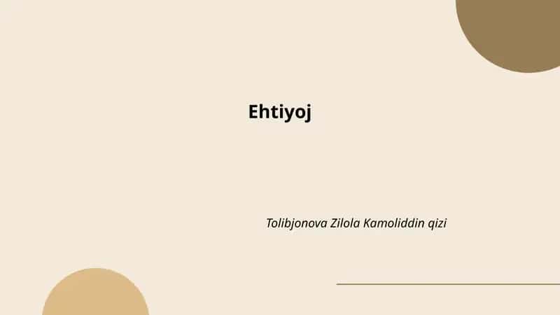 Ehtiyoj 1