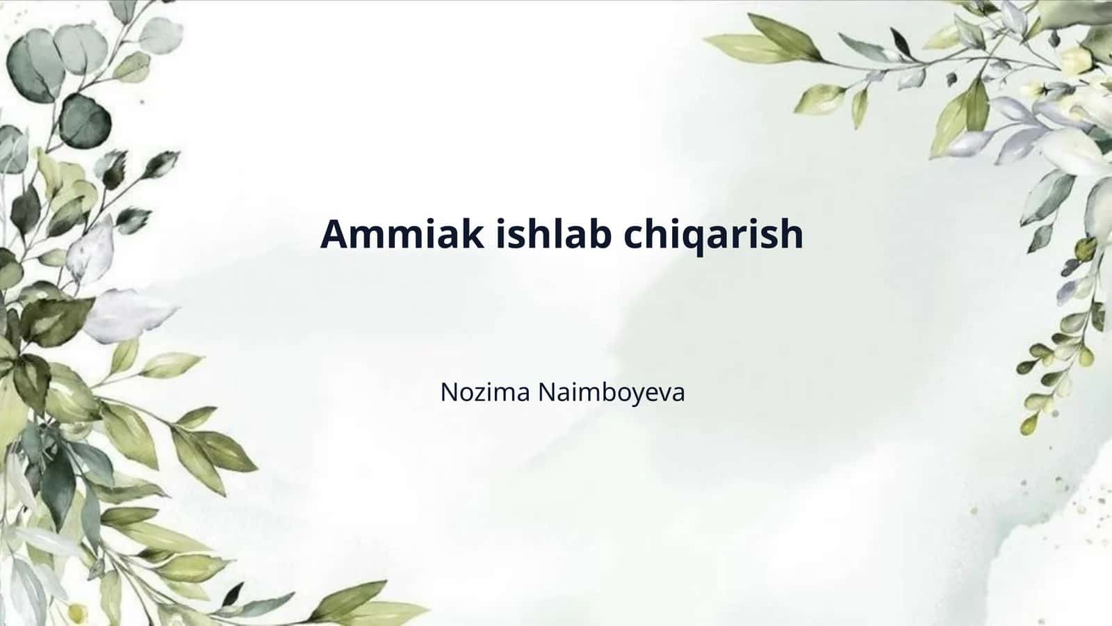 Ammiak ishlab chiqarish 1