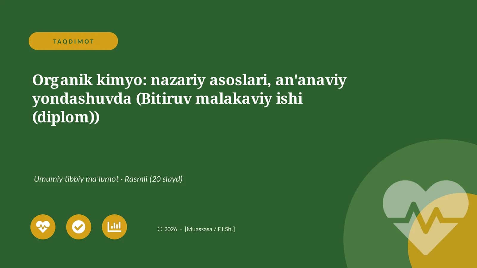 Organik kimyo: nazariy asoslari, an'anaviy yondashuvda (Bitiruv malakaviy ishi (diplom)) 1