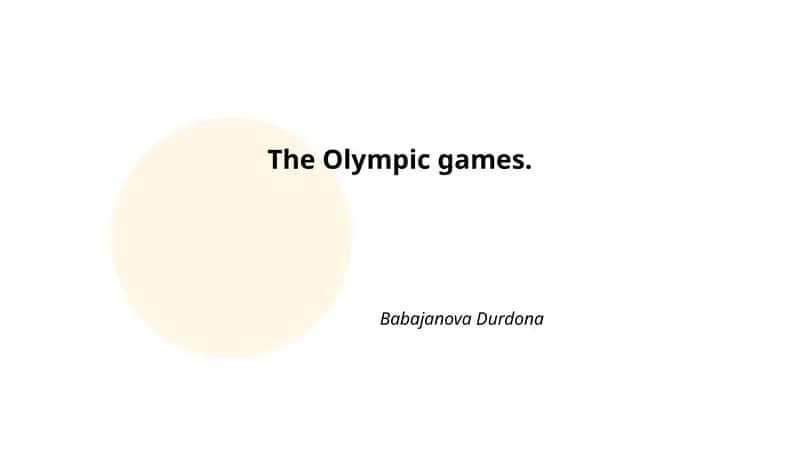 The Olympic games 1