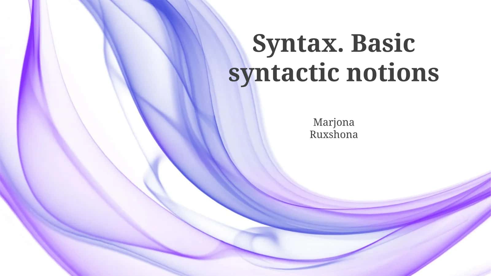 Syntax. Basic syntactic notions 1