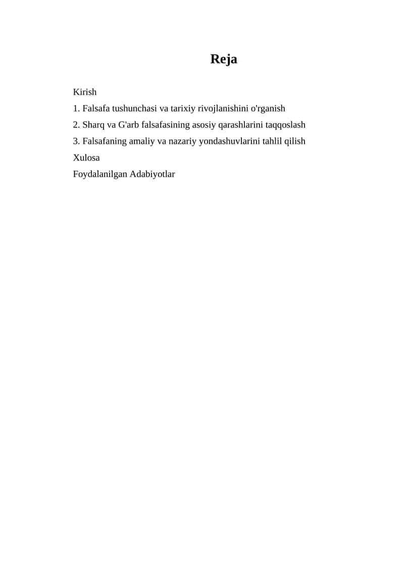 Falsafa tushunchasi va tarixiy rivojlanishini o'rganish 1