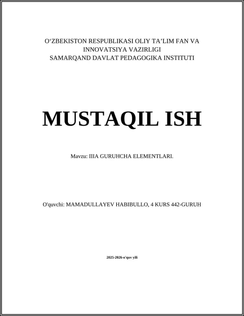 IIIA GURUHCHA ELEMENTLARI 1