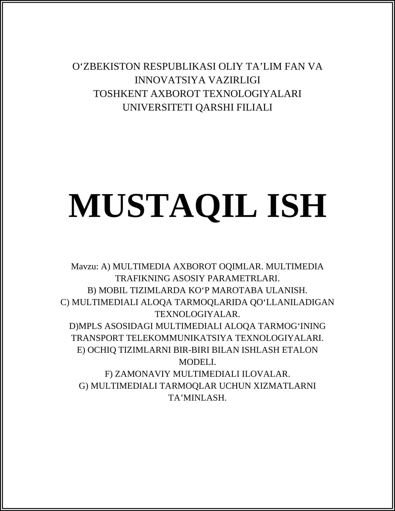 MULTIMEDIA AXBOROT OQIMLARI 1
