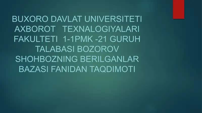 SQL(Structured Query Language) taqdimoti 1
