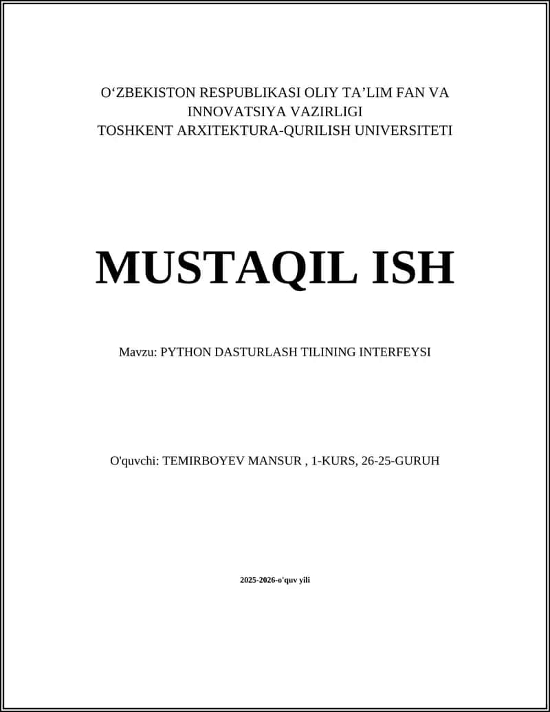 PYTHON DASTURLASH TILINING INTERFEYSI 1