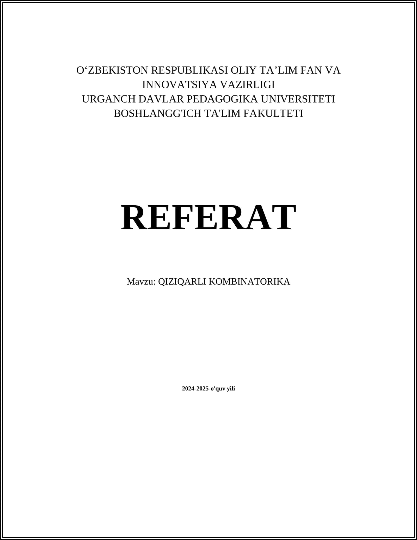 QIZIQARLI KOMBINATORIKA 1