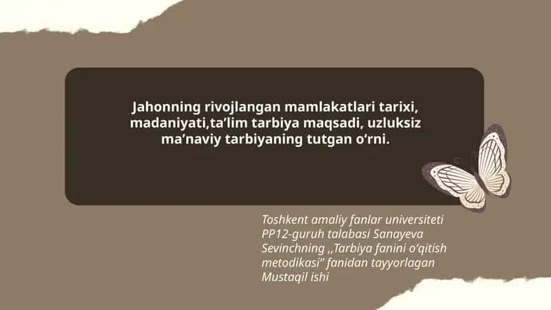 Tarbiya fanini oʻqitish metodikasi 1