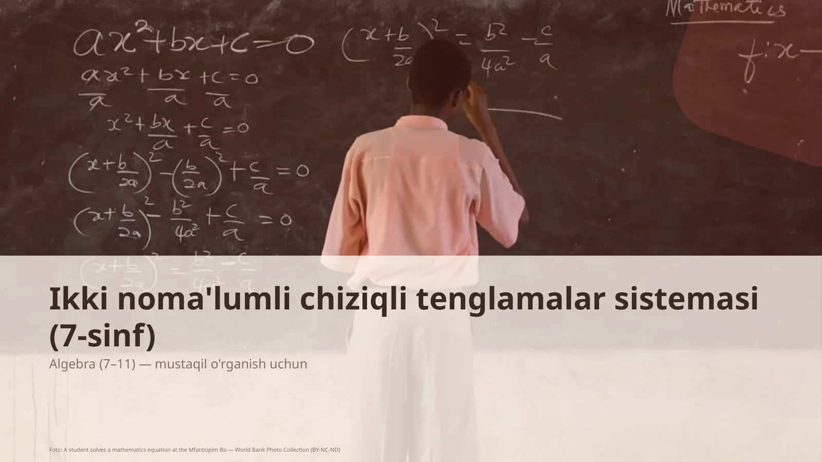 Ikki noma'lumli chiziqli tenglamalar sistemasi (7-sinf) 1