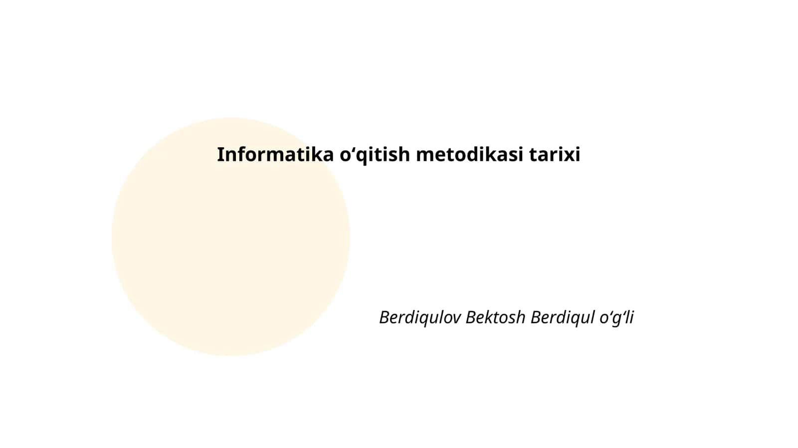 Informatika oʻqitish metodikasi tarixi 1
