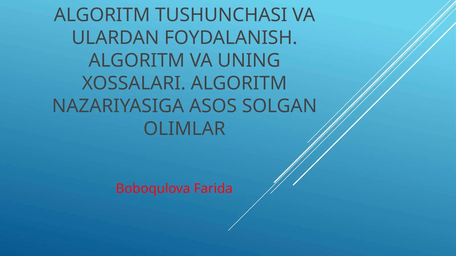 Algoritm Nima? 1