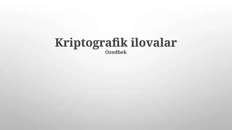 Kriptografik ilovalar 1