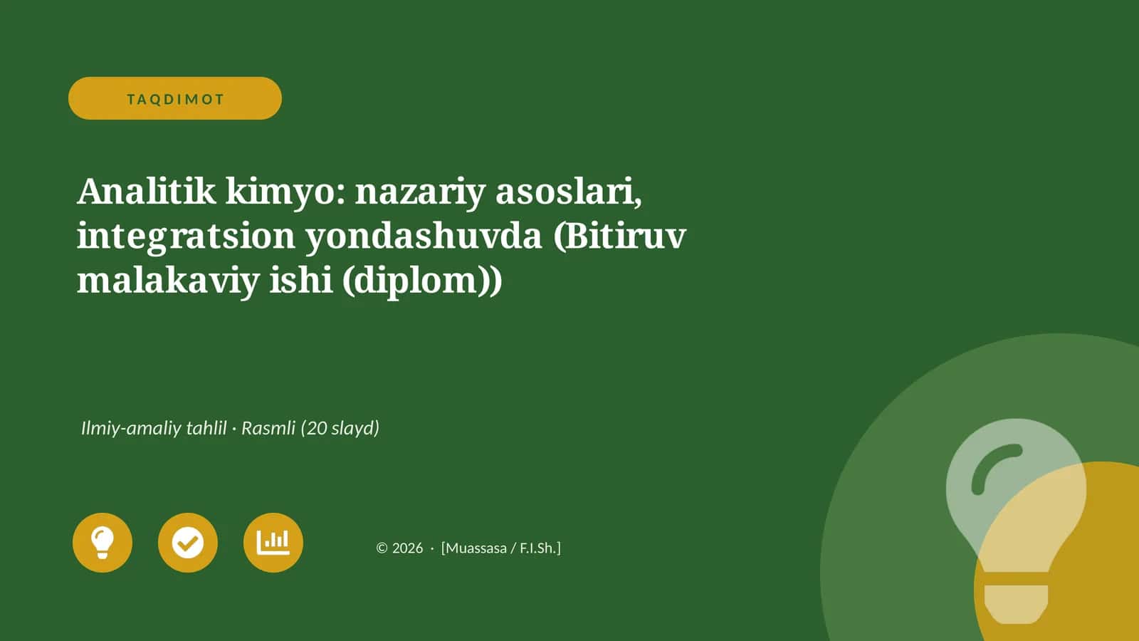 Analitik kimyo: nazariy asoslari, integratsion yondashuvda (Bitiruv malakaviy ishi (diplom)) 1