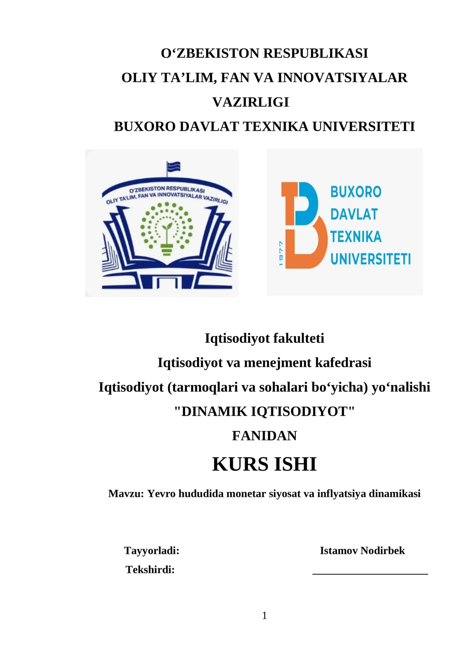 "DINAMIK IQTISODIYOT" 1