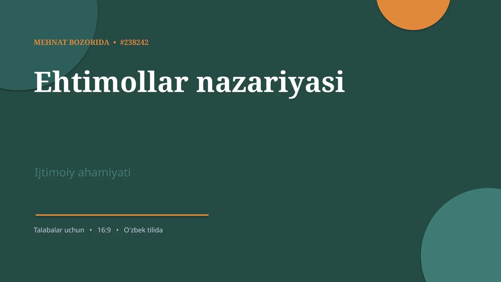 Ehtimollar nazariyasi 1