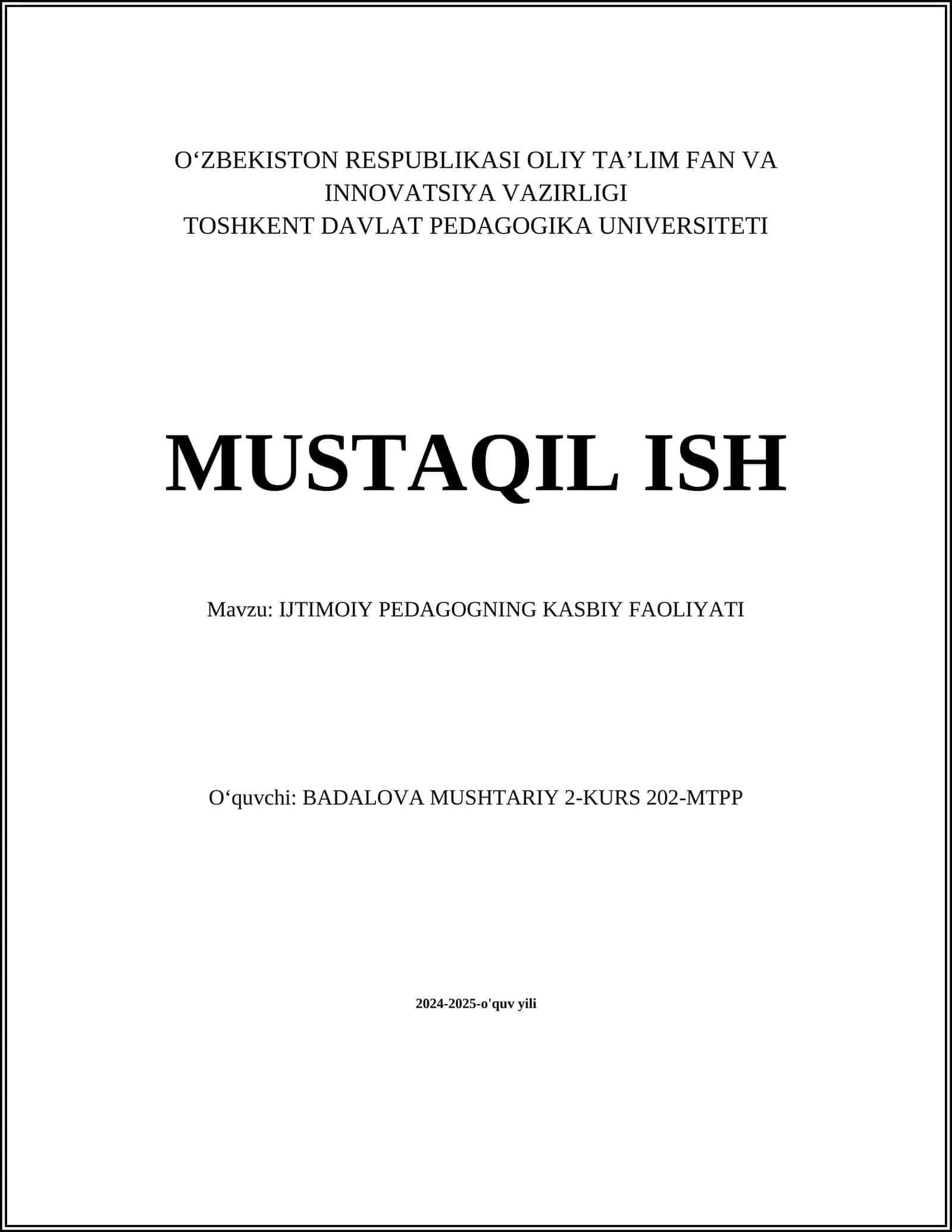 Ijtimoiy Pedagogning Kasbiy Faoliyati 1
