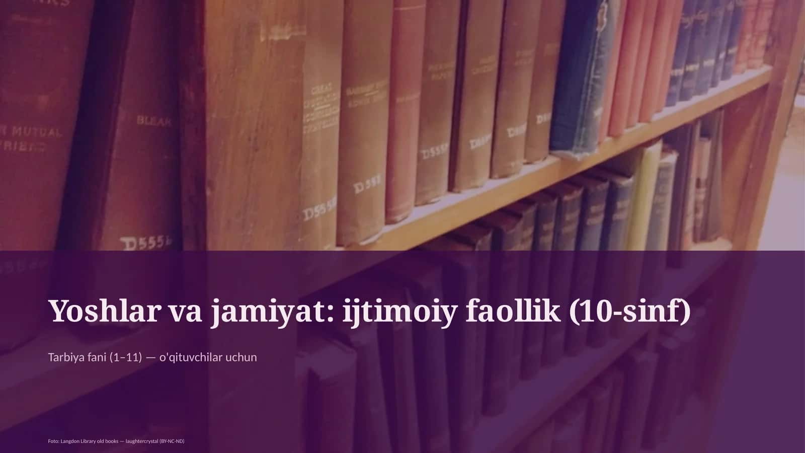 Yoshlar va jamiyat: ijtimoiy faollik (10-sinf) 1