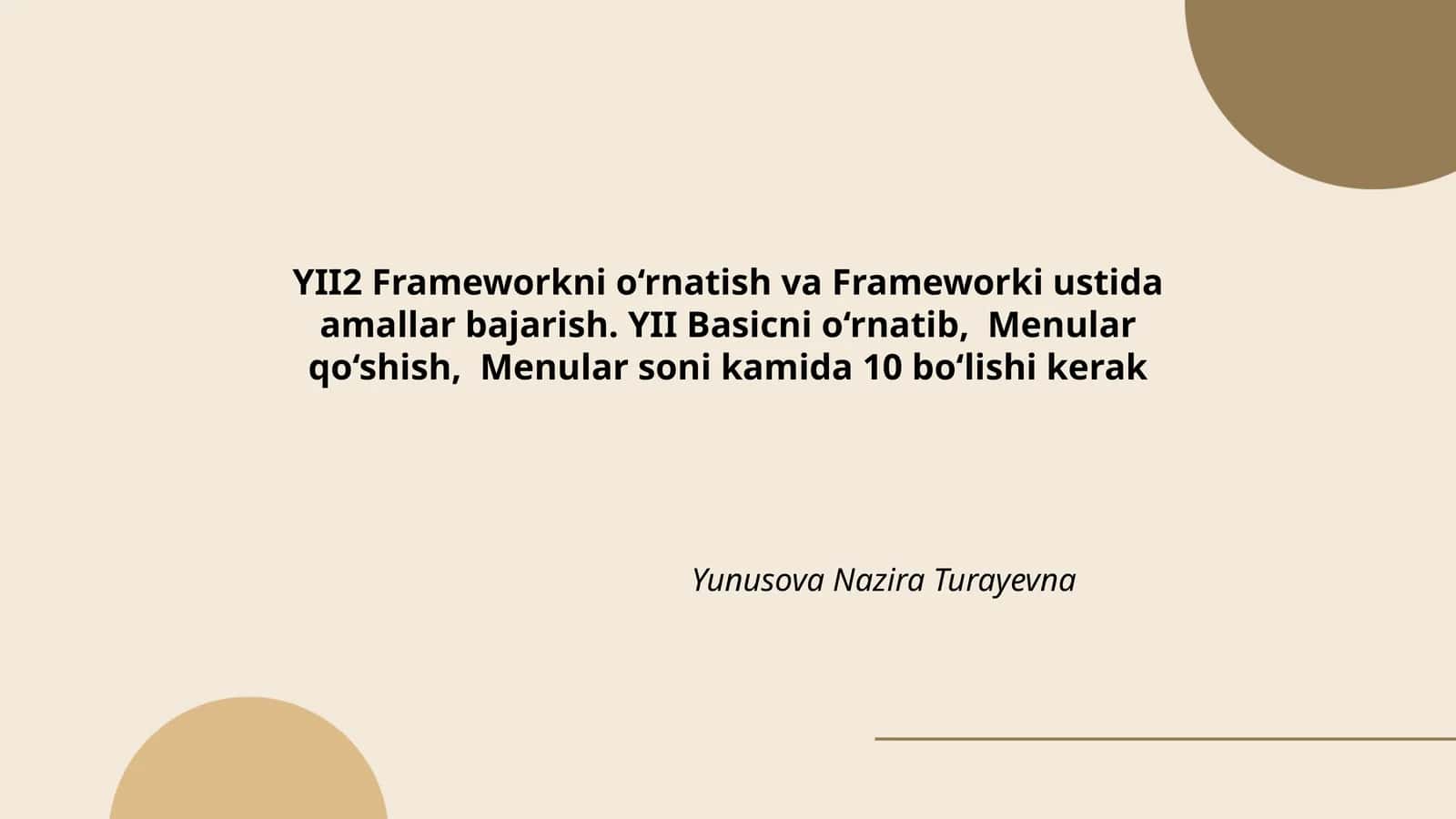 YII2 Framework bilan ishlash 1