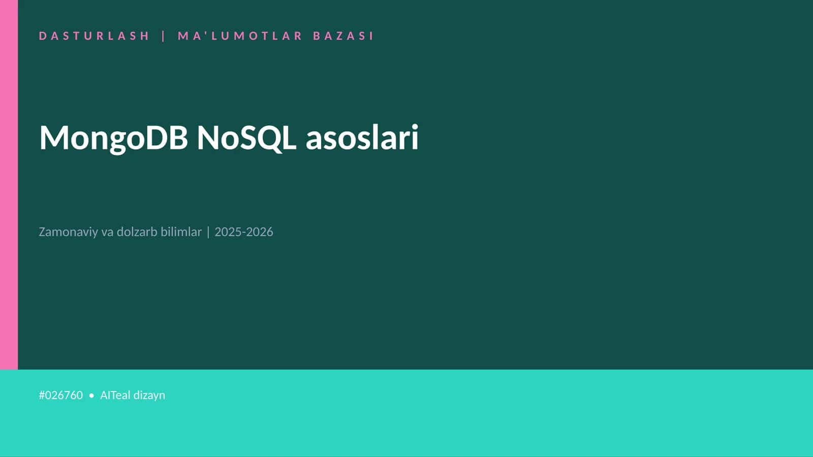 MongoDB NoSQL asoslari 1