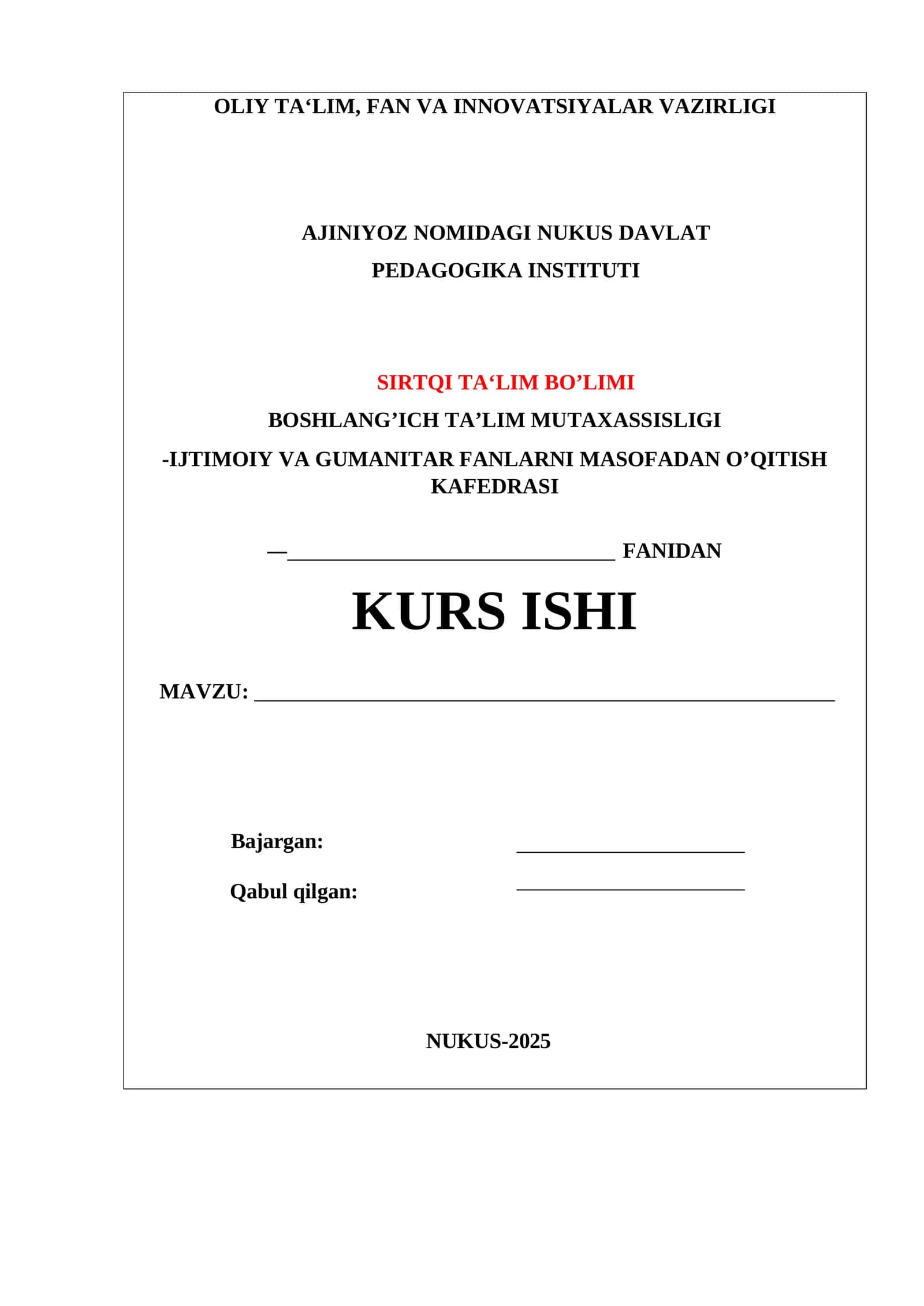 Boshlang’ich ta’lim kurs ishi 1