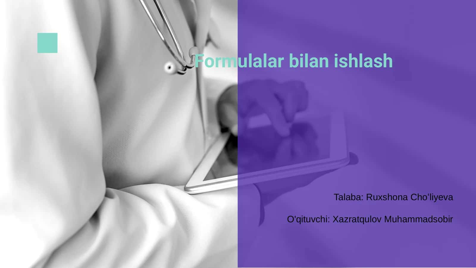 Formulalar bilan ishlash 1