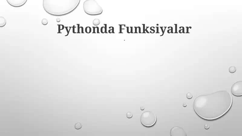 Pythonda Funksiyalar 1