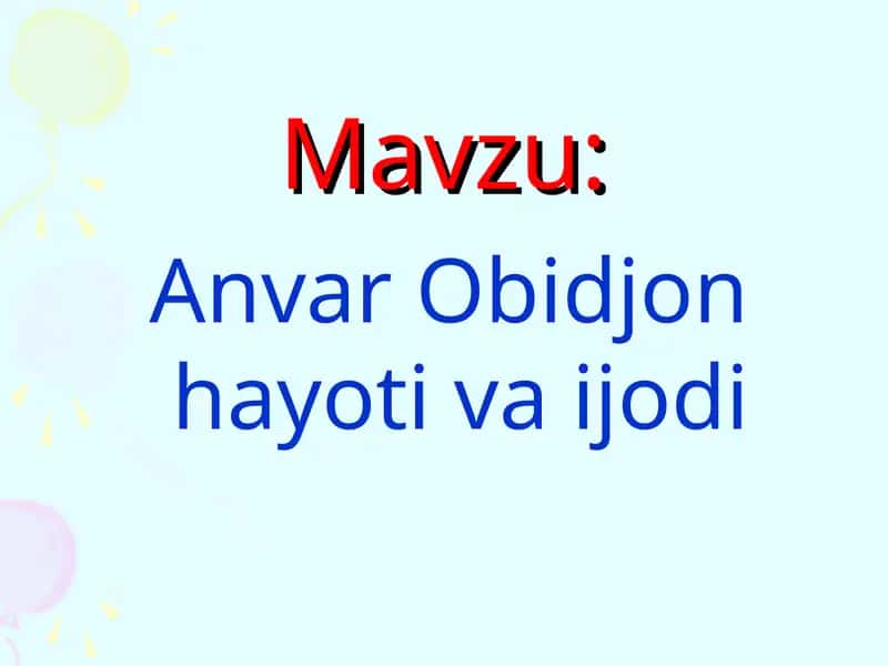 Anvar Obidjon 1