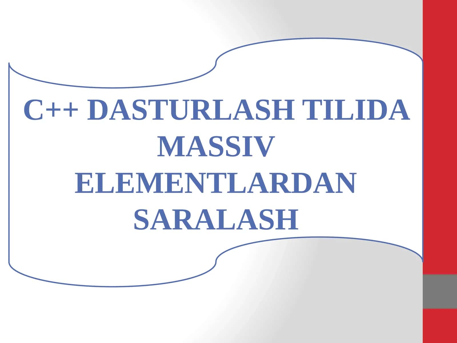 C++ DASTURLASH TILIDA MASSIV ELEMENTLARDAN SARALASH 1