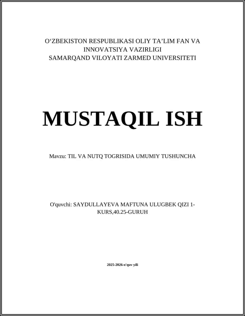 TIL VA NUTQ TOGRISIDA UMUMIY TUSHUNCHA 1