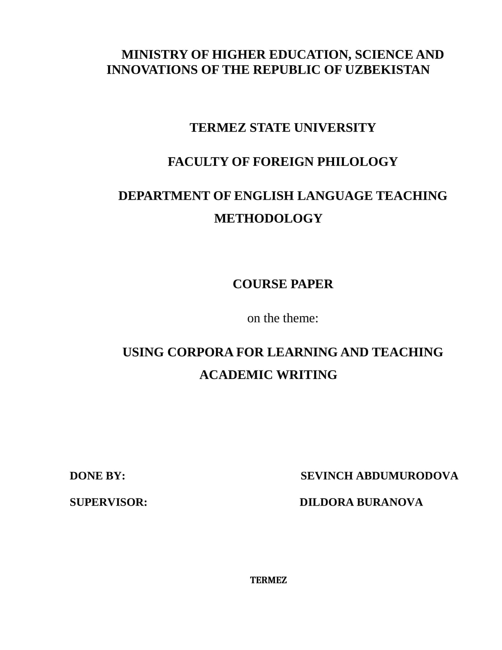 Using corpora for learning and teaching academic writing 1