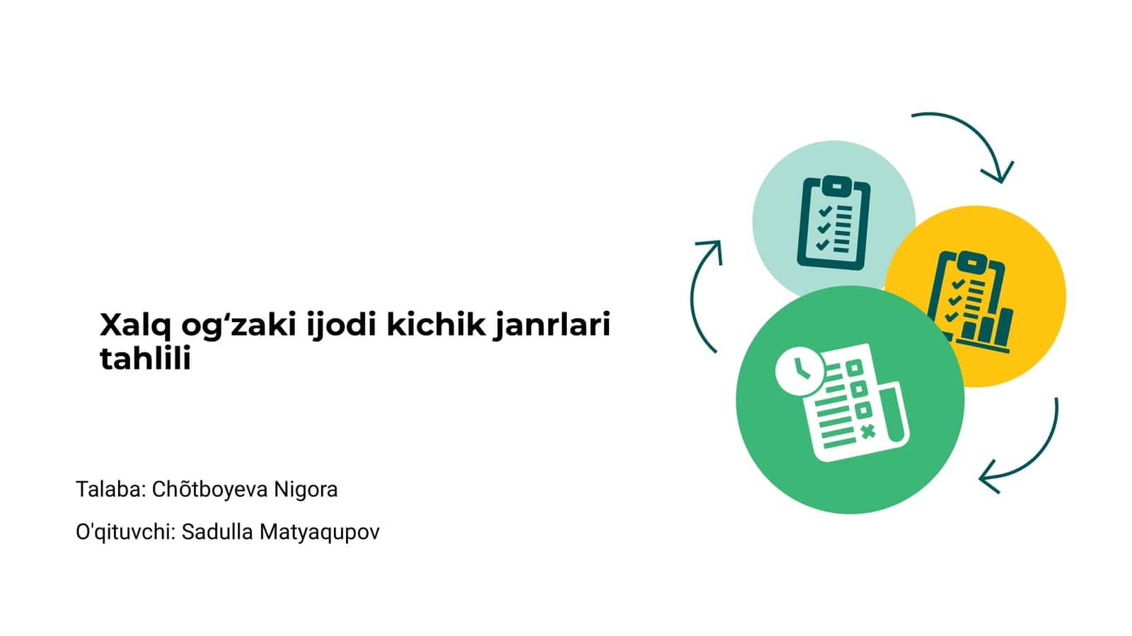 Xalq ogʻzaki ijodi kichik janrlari tahlili 1