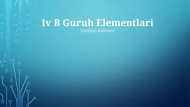 Iv B Guruh Elementlari 1
