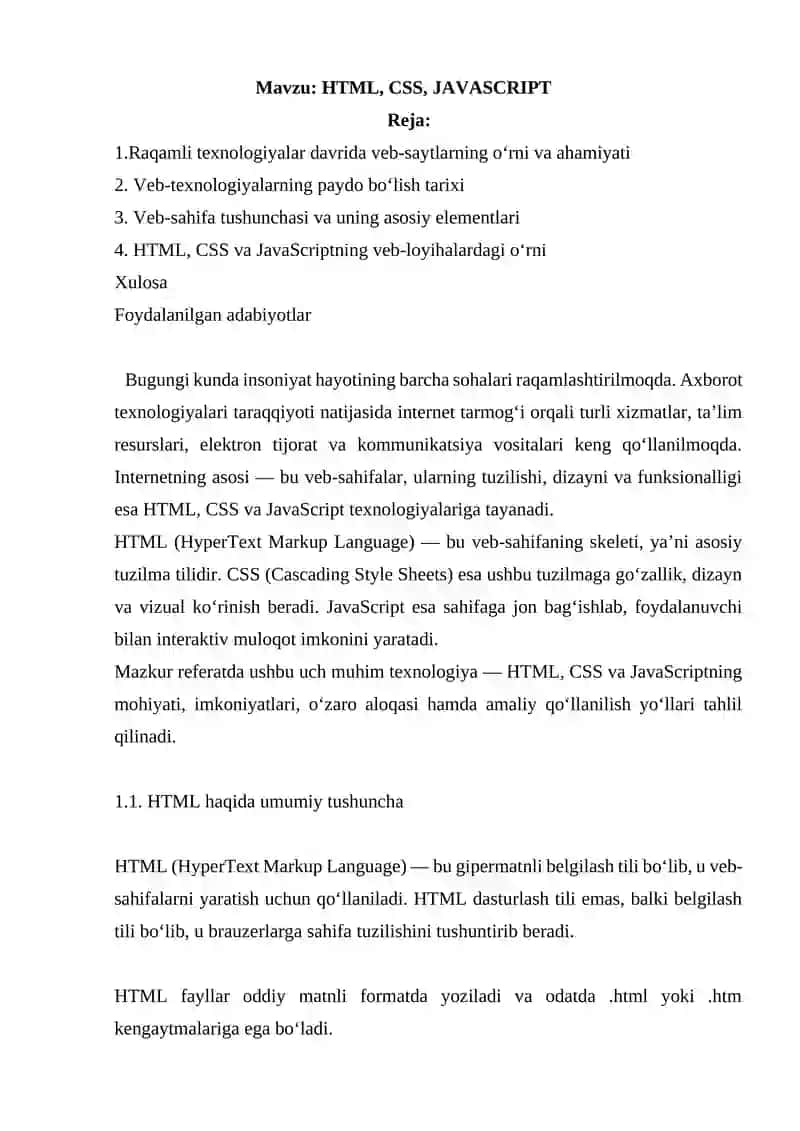 HTML, CSS, JAVASCRIPT